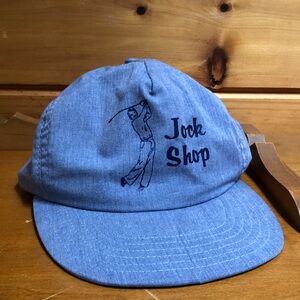 Vintage hat Jock Shop golf denim style fabric DeLong Large